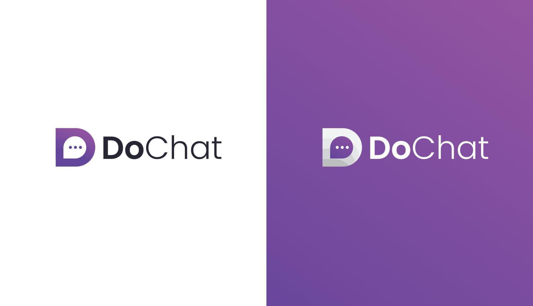 d chat app gradiente logo design, dochat lettera d chat social media app logo icona vettore