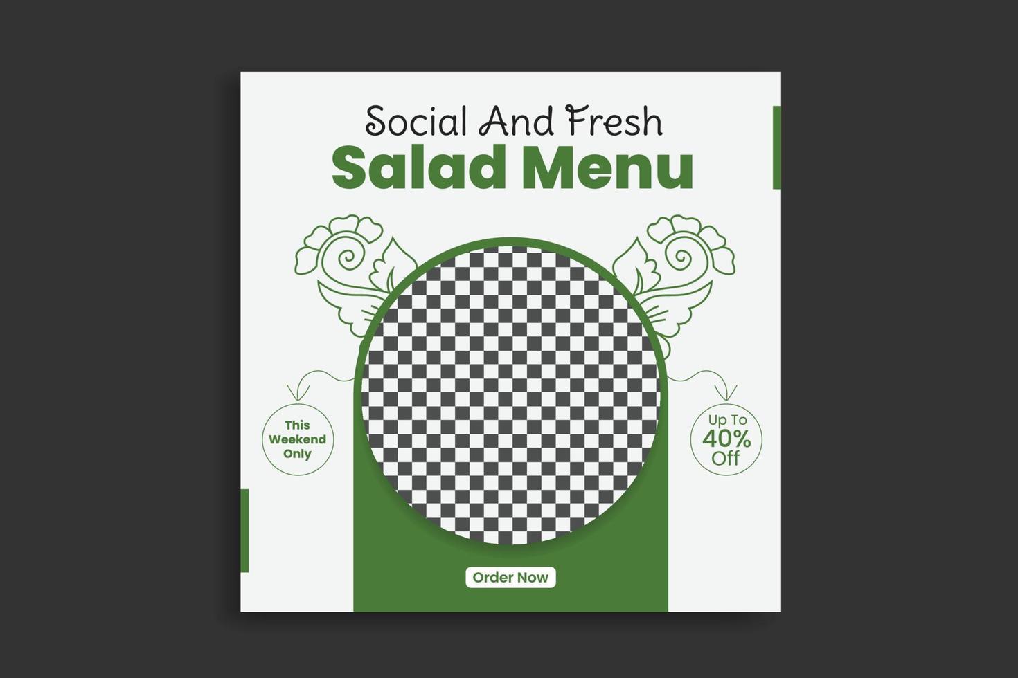 modello di social media alimentare, design del menu del cibo del ristorante, banner web, post sui social media vettore