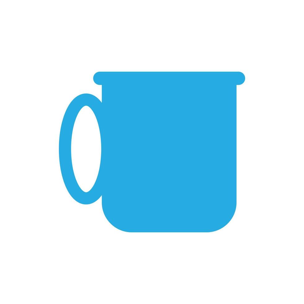eps10 vettore blu tazza di caffè icona o logo solido in semplice stile moderno piatto e alla moda isolato su priorità bassa bianca