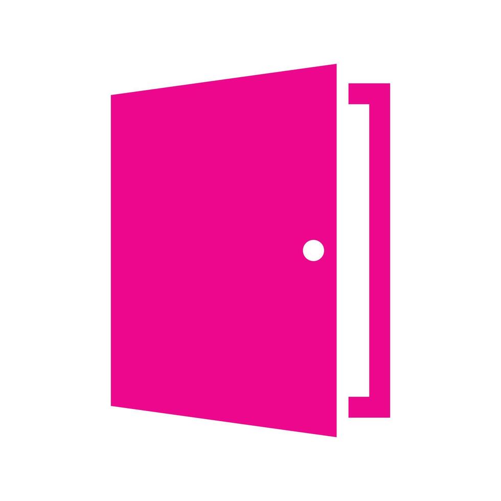 eps10 icona o logo solido della porta di vettore rosa in stile moderno alla moda piatto semplice isolato su priorità bassa bianca