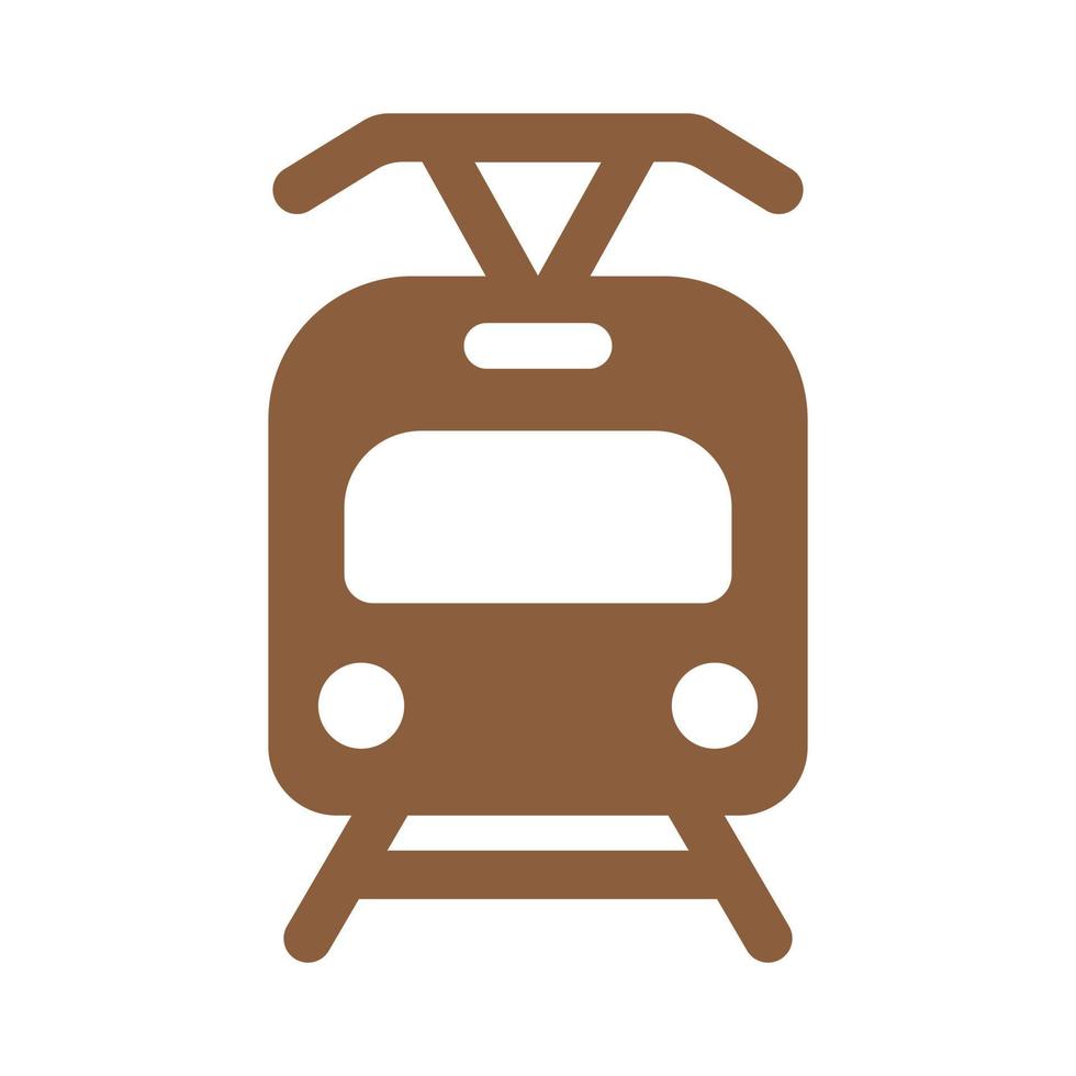 eps10 icona o logo del tram vettore marrone in stile moderno e alla moda piatto semplice isolato su priorità bassa bianca