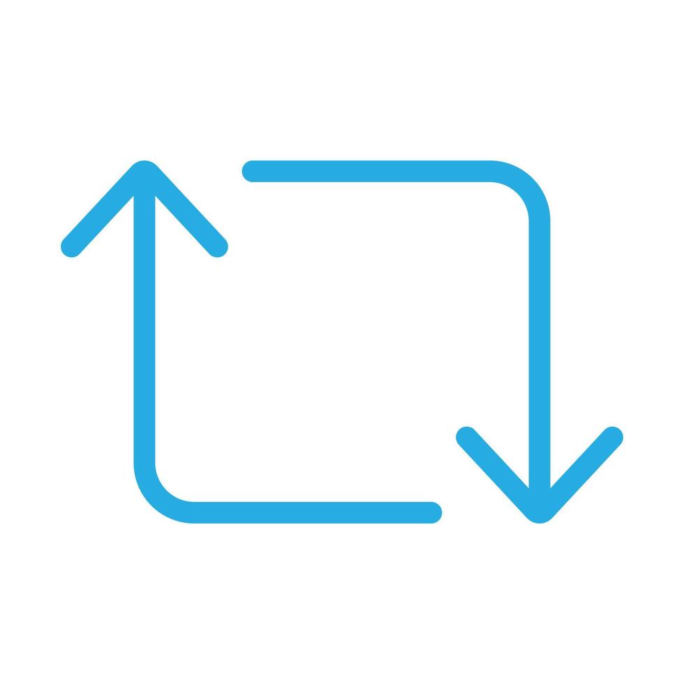 eps10 vettore blu retweet frecce icona o logo in semplice stile moderno piatto e alla moda isolato su priorità bassa bianca