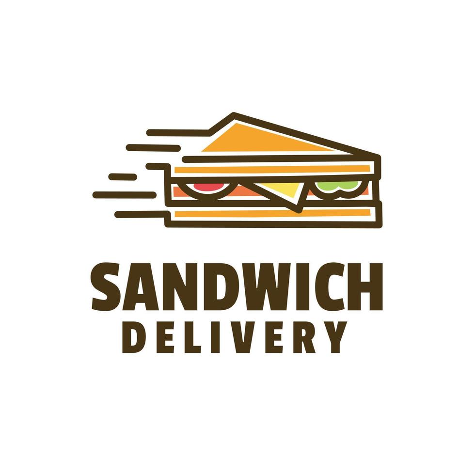 design del logo del panino del fumetto vettore