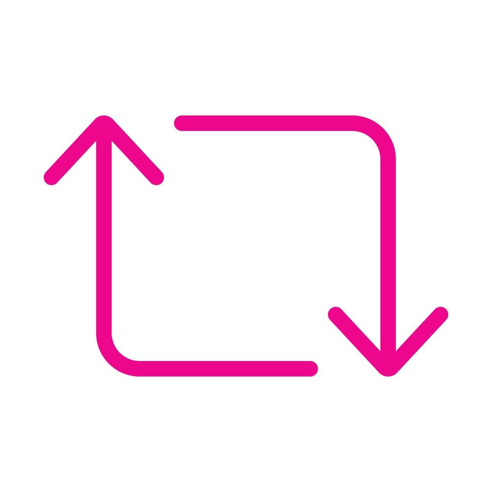 eps10 vettore rosa retweet frecce icona o logo in semplice stile piatto e moderno alla moda isolato su sfondo bianco