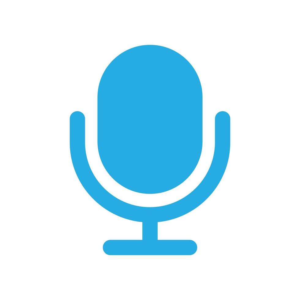 eps10 vettore blu microfono icona o logo in semplice stile moderno piatto e alla moda isolato su priorità bassa bianca