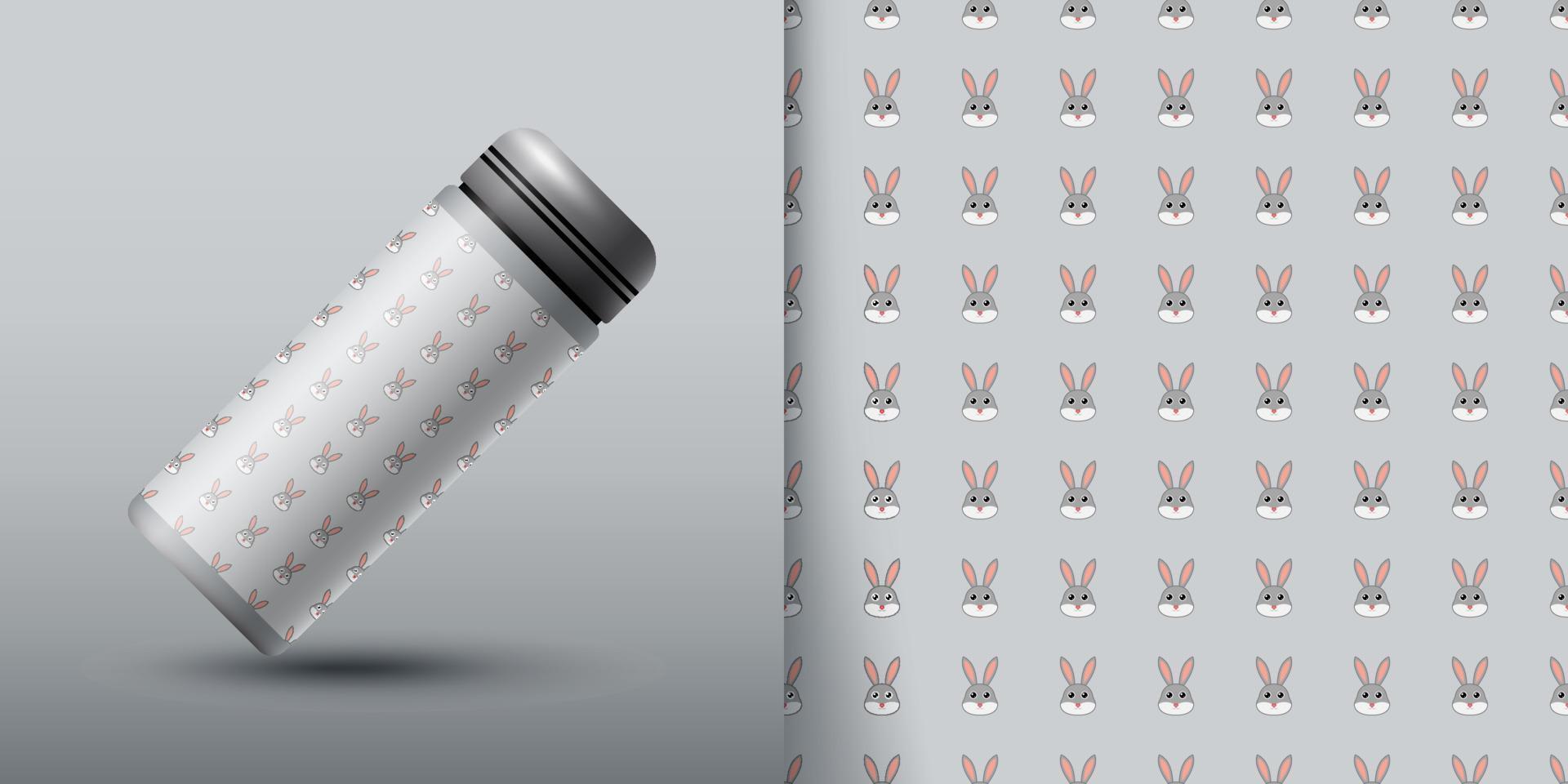 modello senza cuciture del coniglio con la bottiglia vettore
