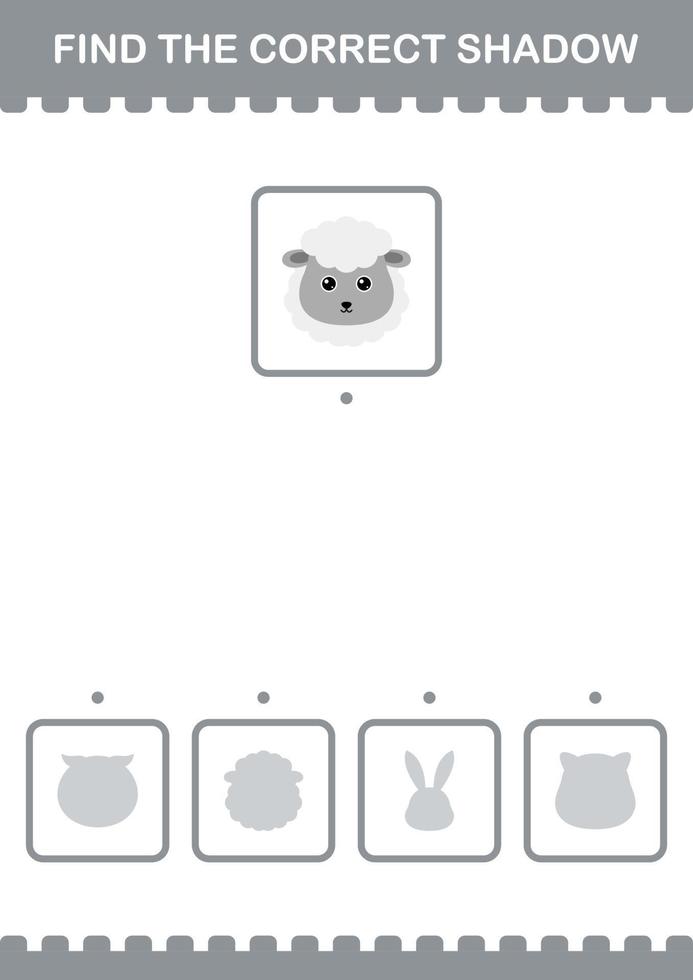 trova la faccia di pecora ombra corretta. foglio di lavoro per bambini vettore