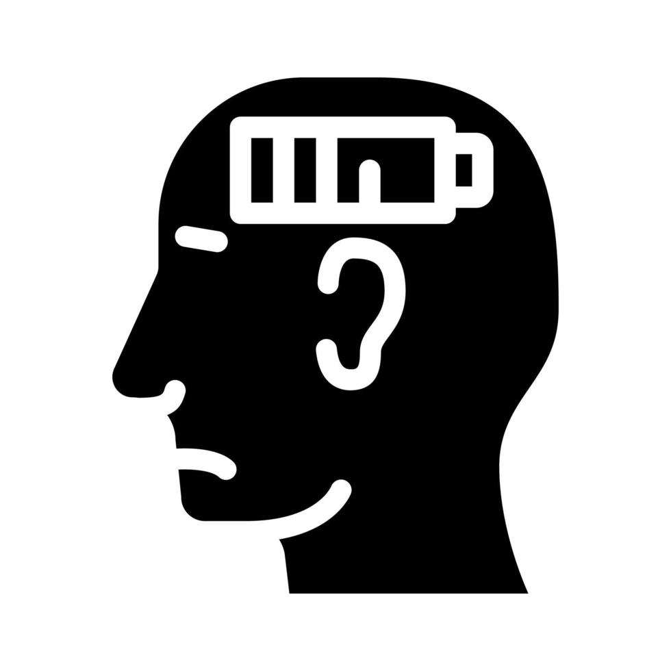 mancanza di nevrosi di forza, illustrazione vettoriale dell'icona del glifo di batteria scarica