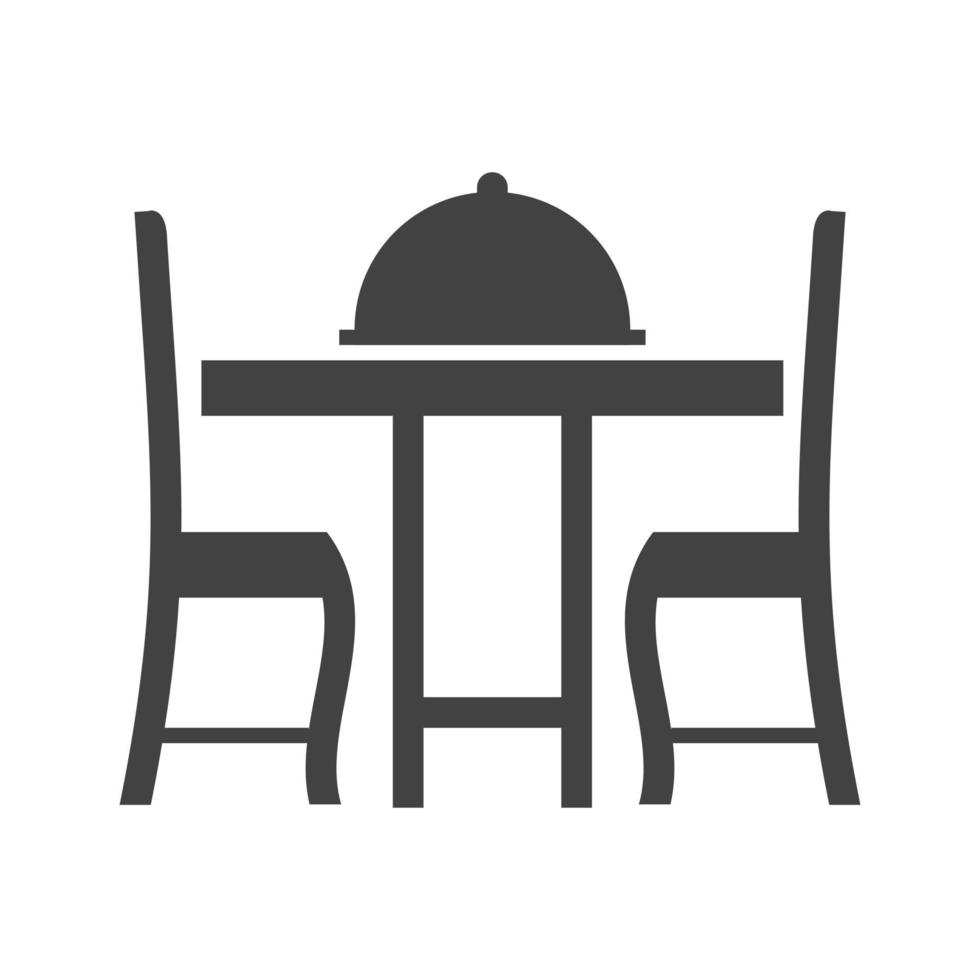 tavolo da pranzo ii glifo icona nera vettore