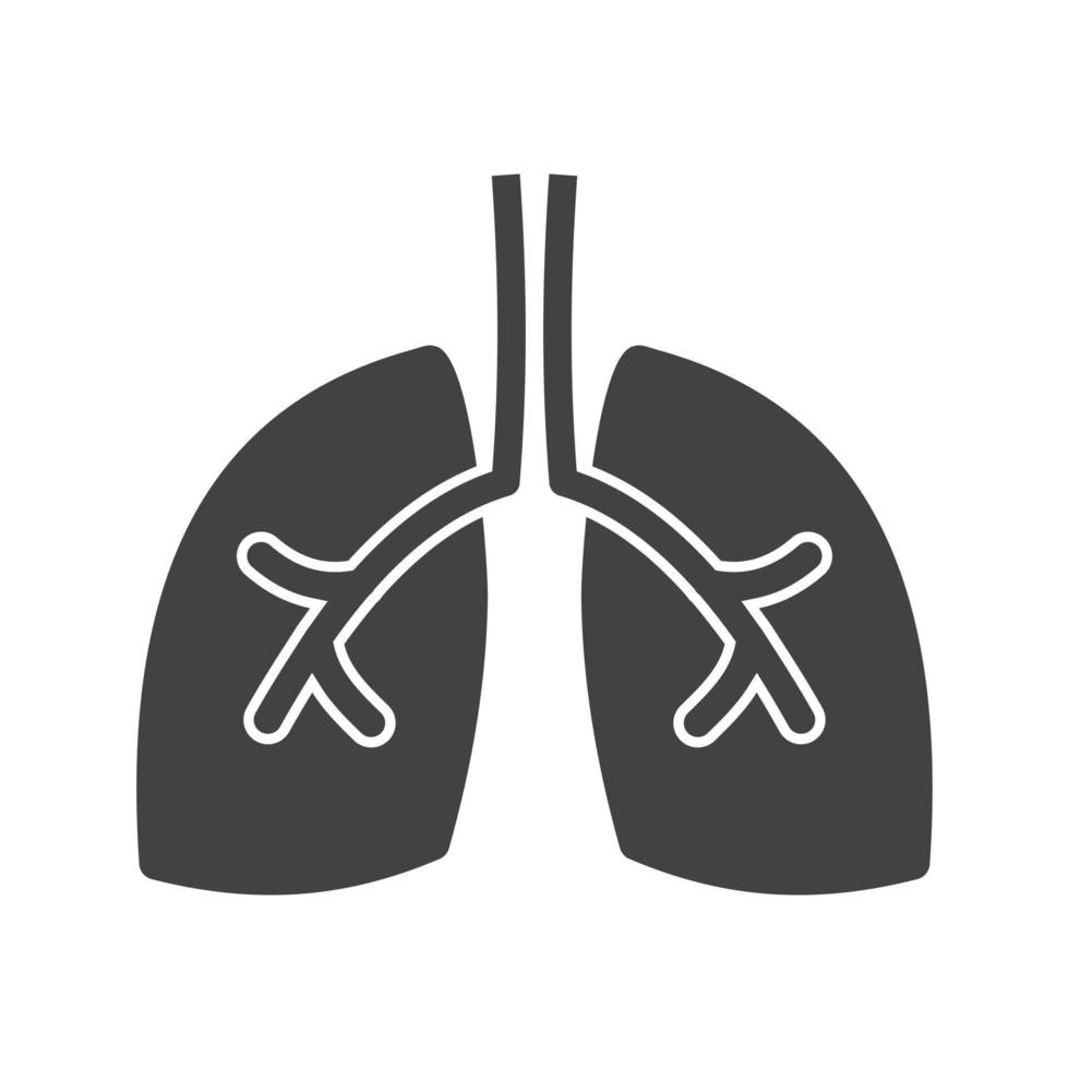 icona nera del glifo dei polmoni vettore
