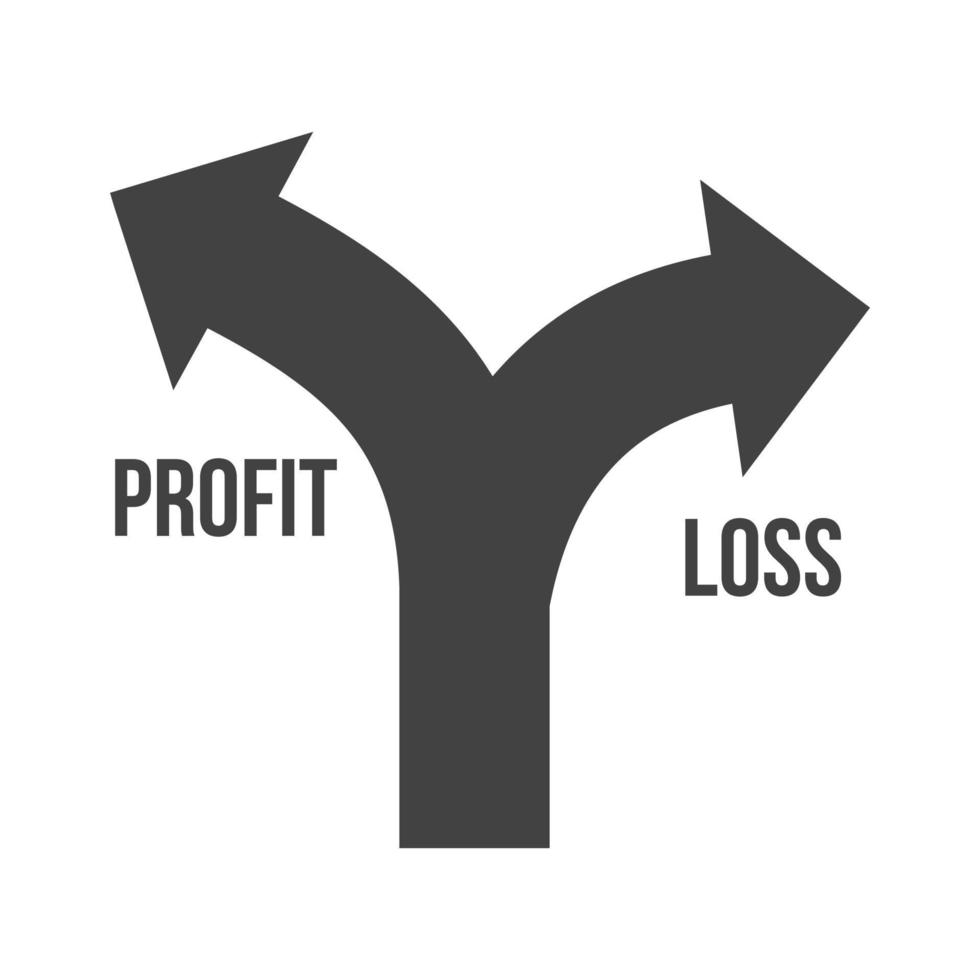 icona nera del glifo di perdita di profitto vettore