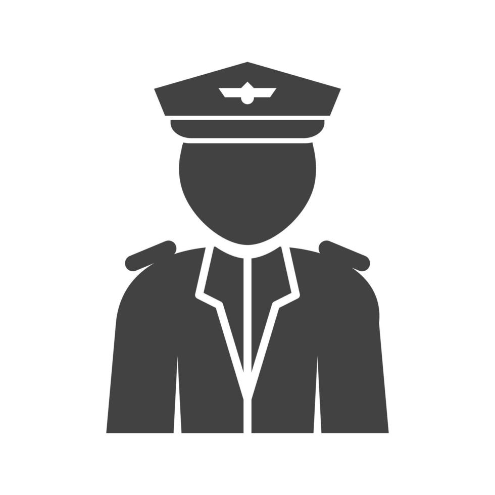 icona nera del glifo del capitano di volo vettore