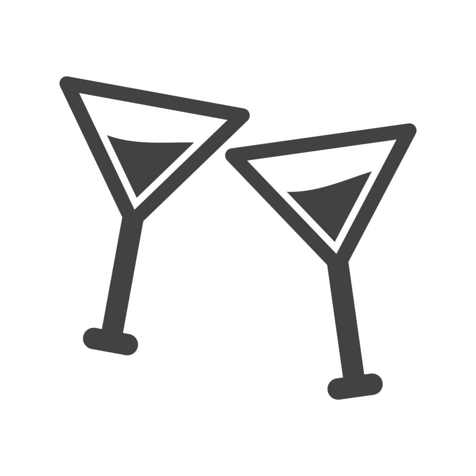 icona nera del glifo dei bicchieri da cocktail vettore