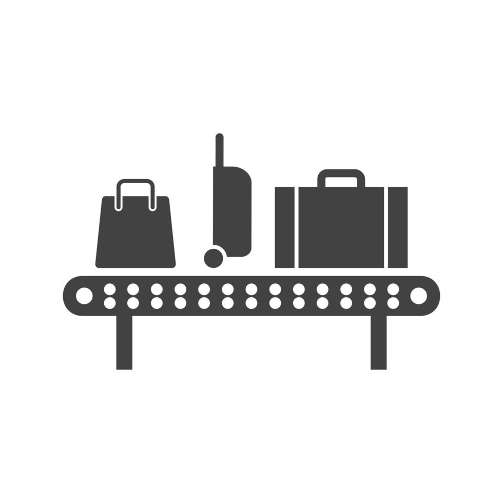 icona nera del glifo del carosello dei bagagli vettore