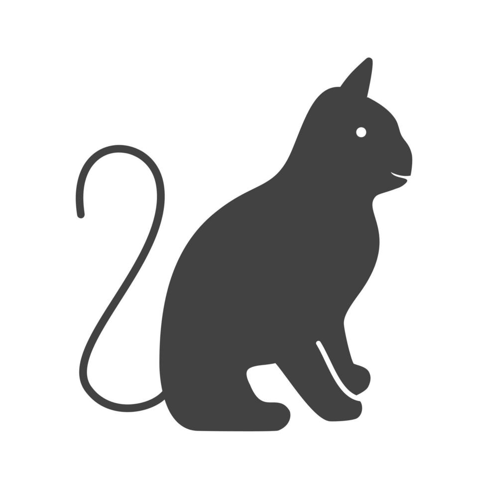 icona nera del glifo del gatto vettore