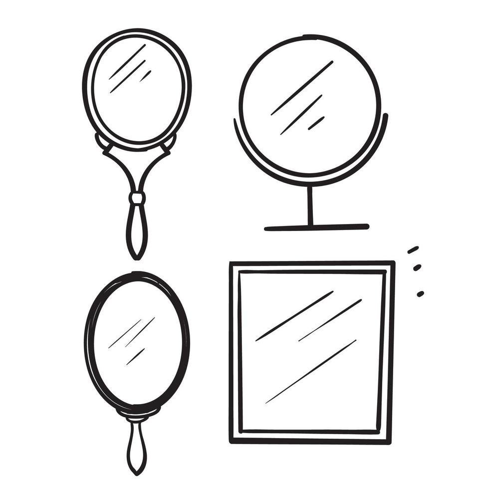vettore di illustrazione dello specchio doodle disegnato a mano isolato