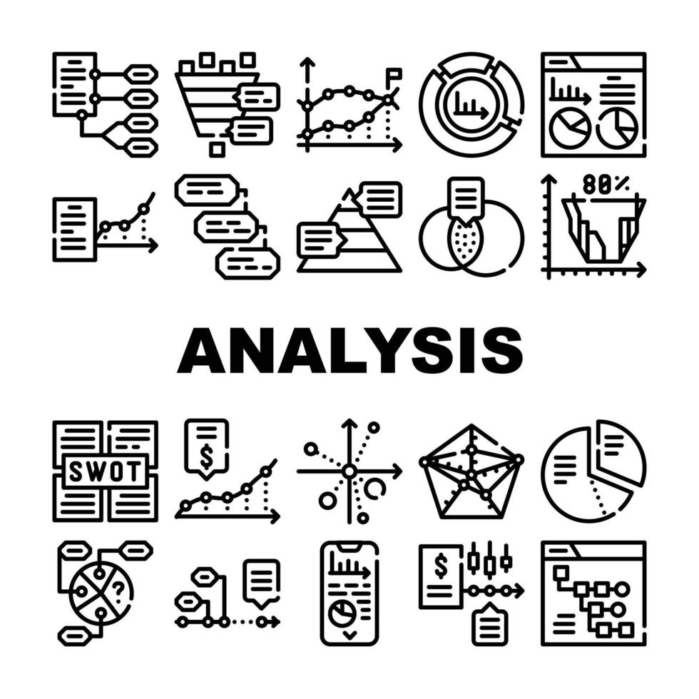 icone di raccolta del diagramma di analisi dei dati impostate il vettore