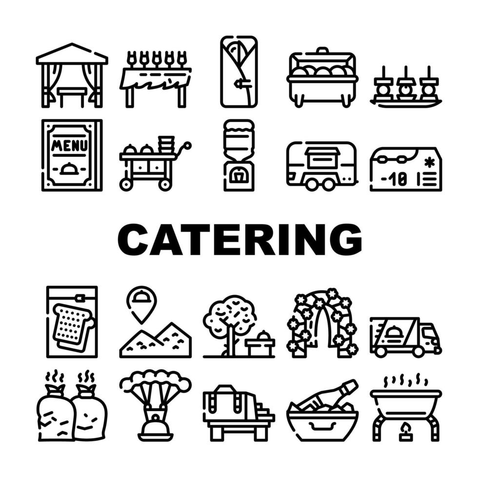 icone della raccolta di servizi di ristorazione per la ristorazione impostate il vettore