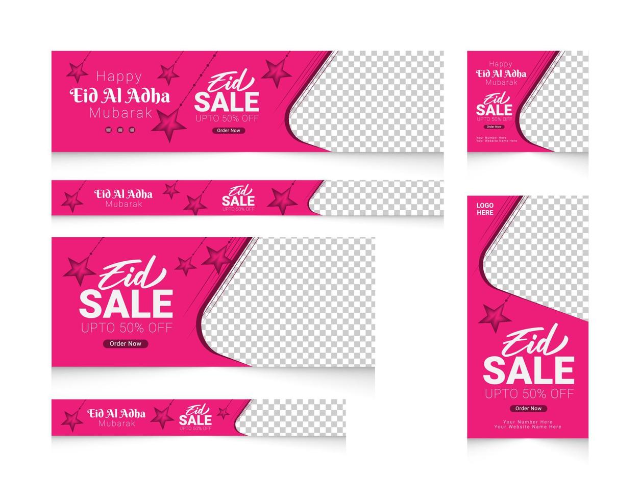 eid al adha vendita web banner template impostato con design a stella vettore