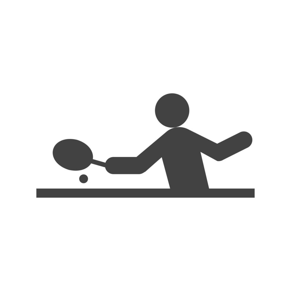icona nera del glifo di ping pong vettore