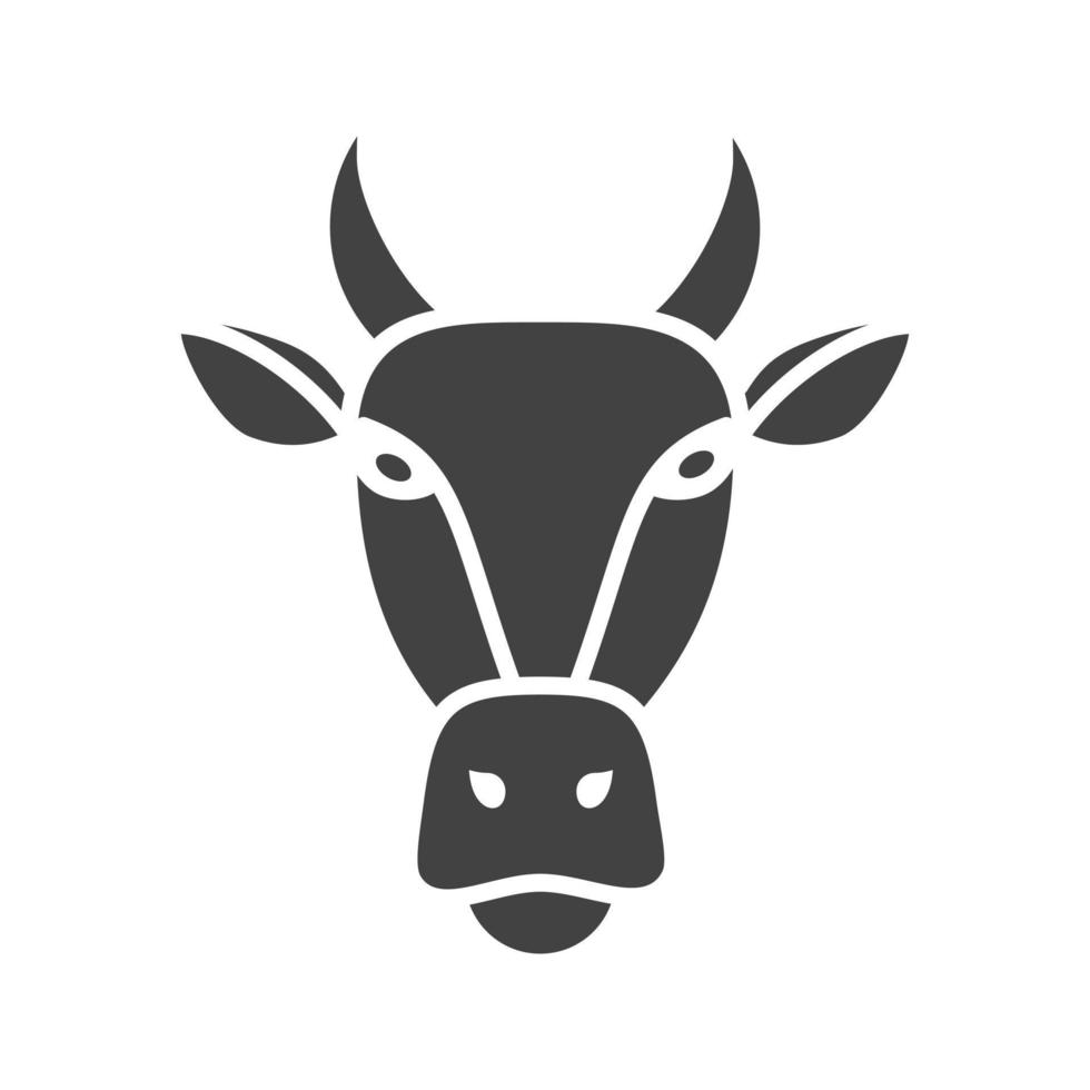 icona nera glifo faccia di mucca vettore