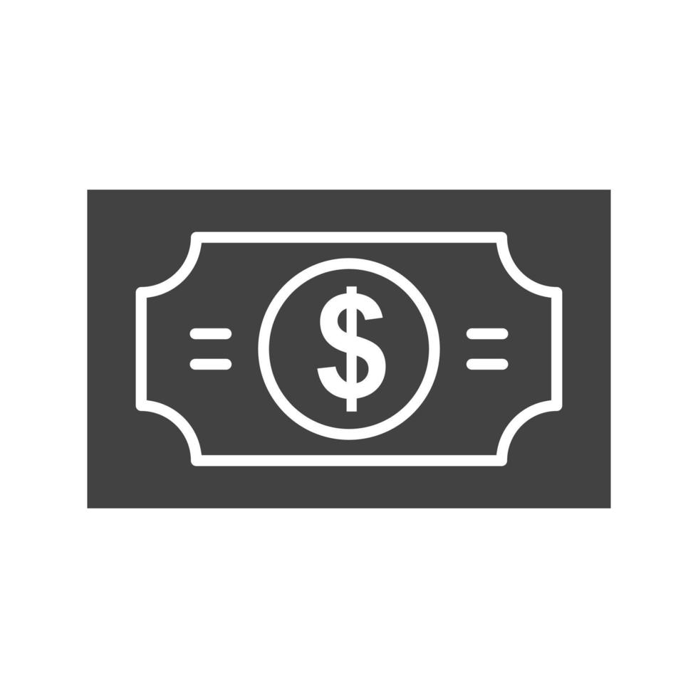 icona nera del glifo della banconota da un dollaro vettore