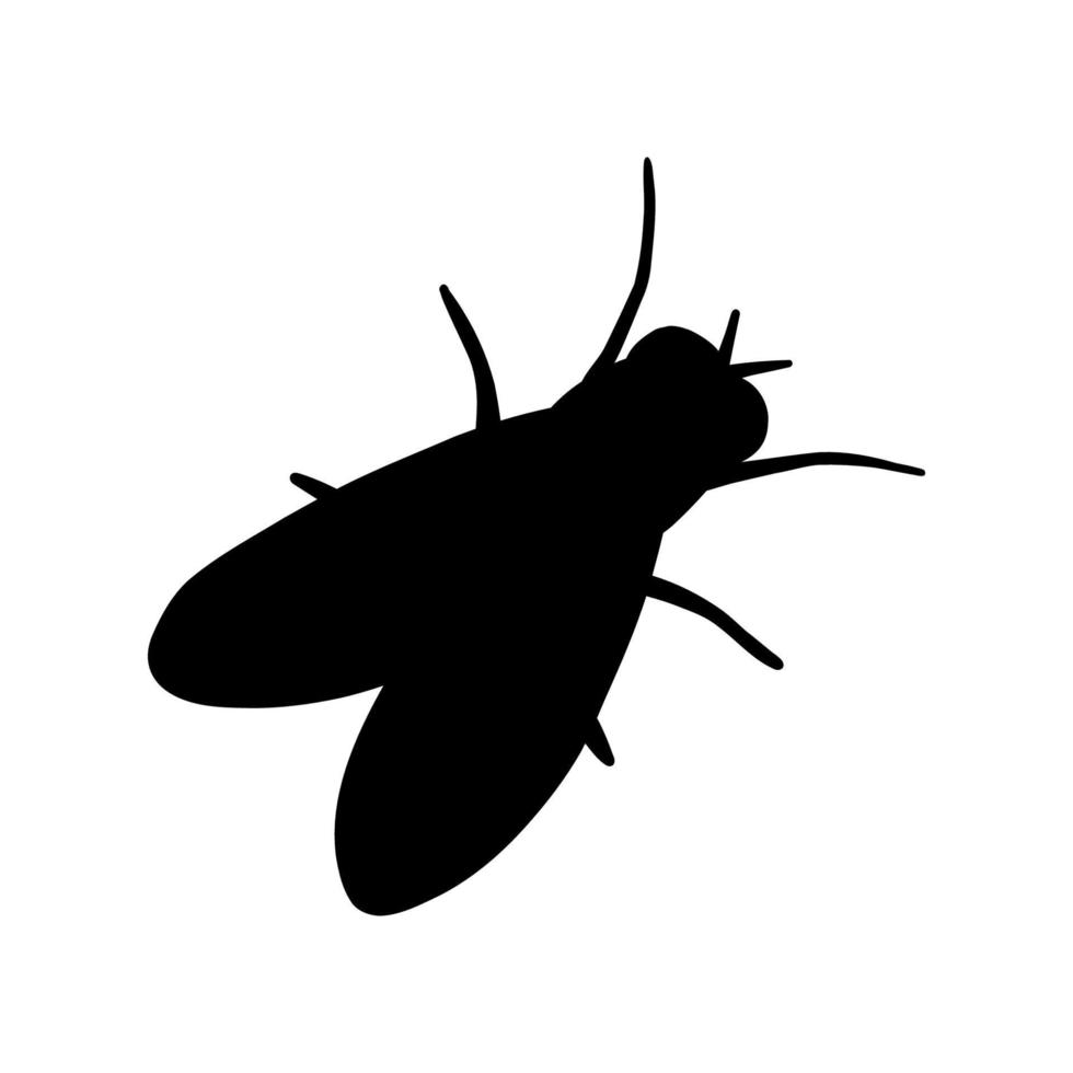 sagoma nera di bug fly isolato su sfondo bianco vettore