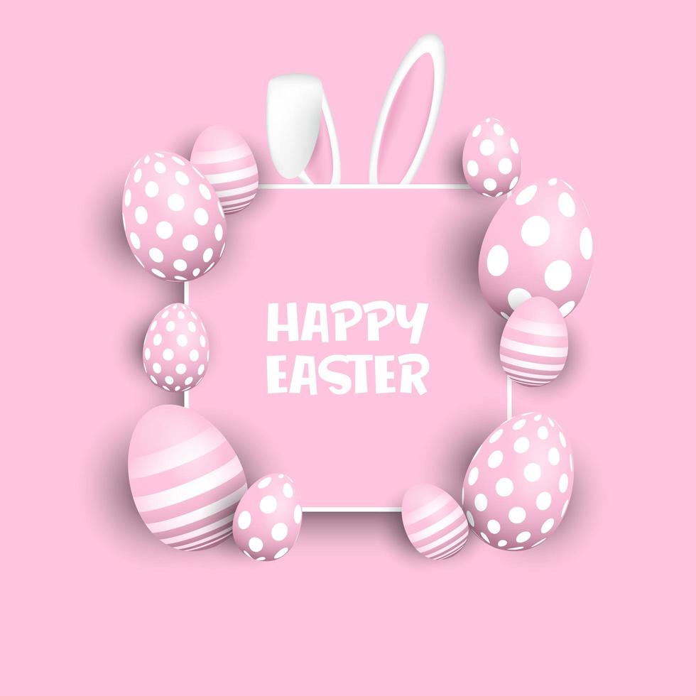 sfondo di Pasqua con uova e orecchie da coniglio vettore