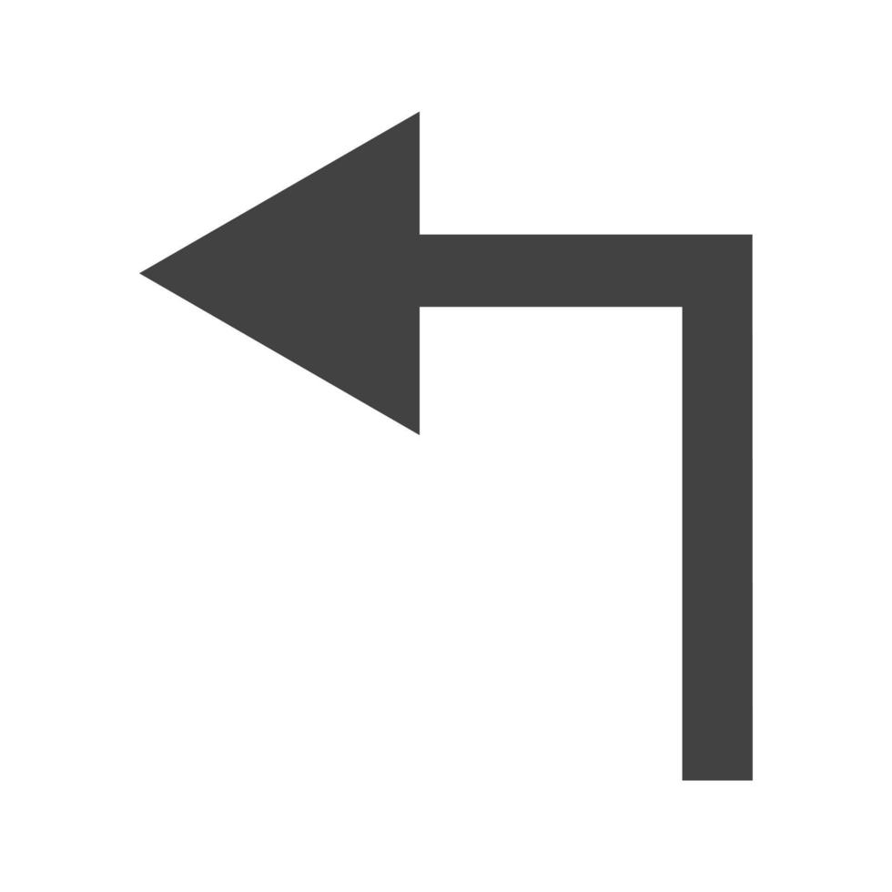 icona nera del glifo con svolta a sinistra vettore