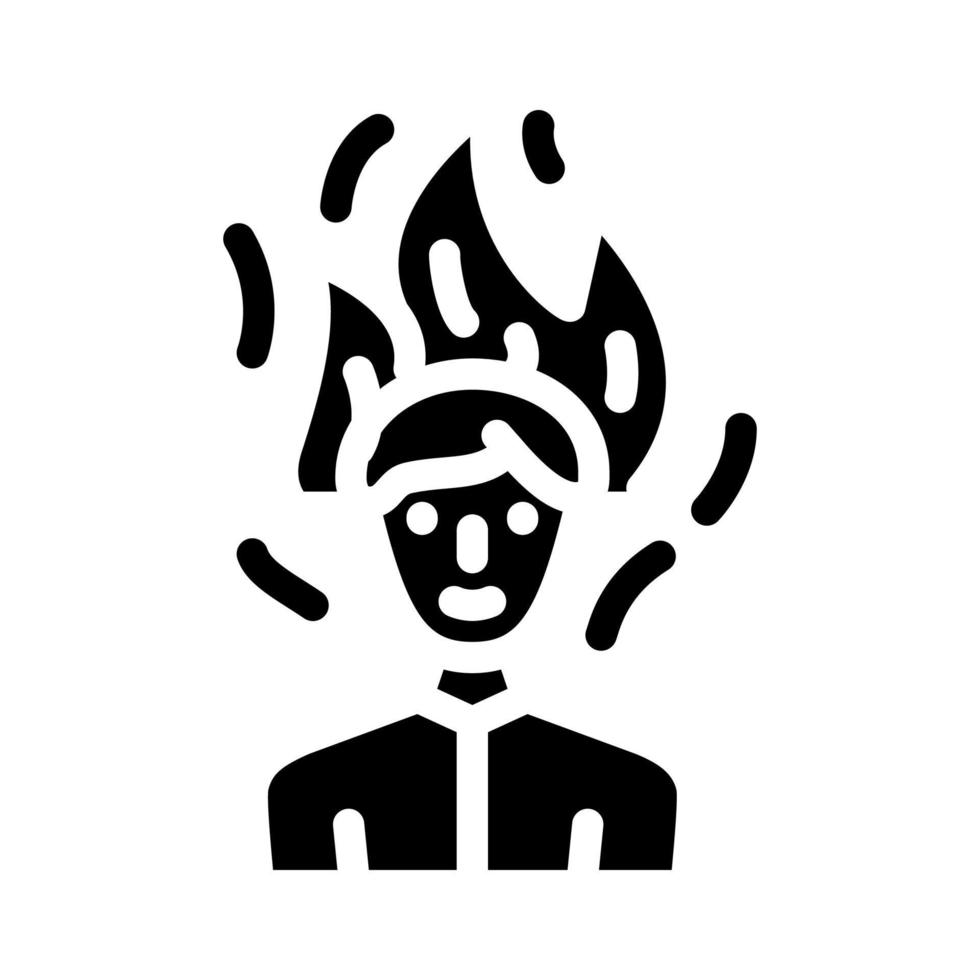 uomo in fiamme dopo l'illustrazione vettoriale dell'icona del glifo wasabi
