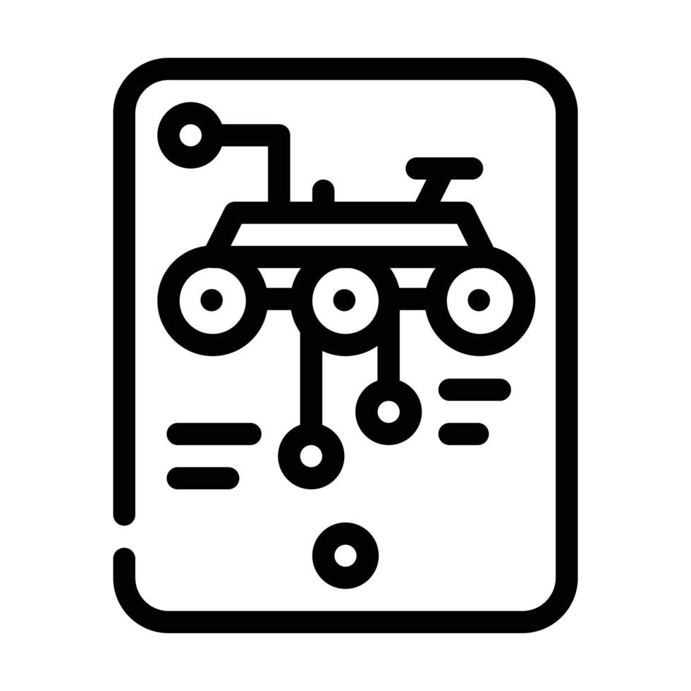 segno di illustrazione vettoriale dell'icona della linea delle caratteristiche del rover