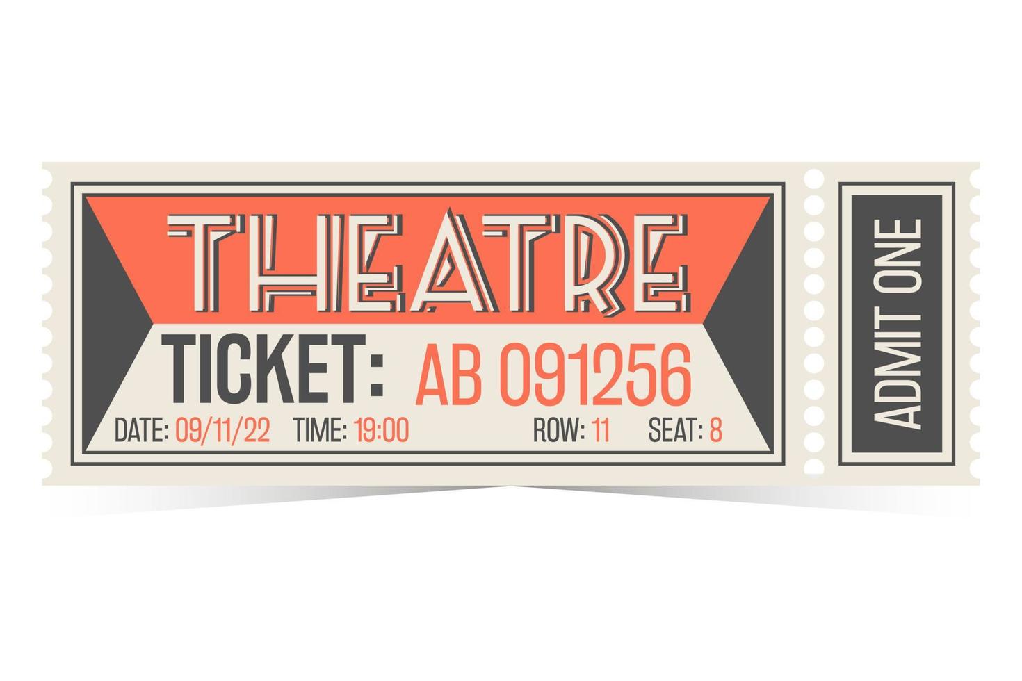 modello di biglietto per il teatro retrò in stile vintage vettore