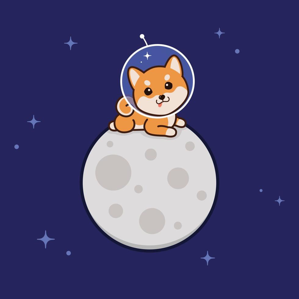 Shiba Inu cucciolo sulla luna vettore