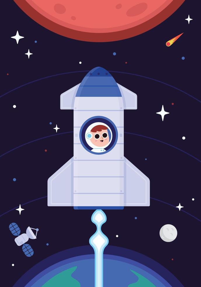 astronauta ragazzo dell'astronave vettore