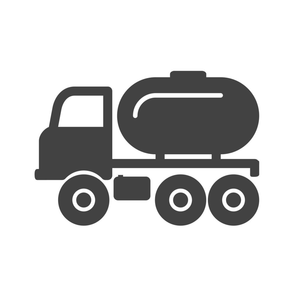 icona nera del glifo del camion cisterna vettore