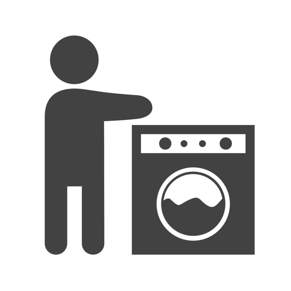 icona nera del glifo degli utensili per il lavaggio vettore