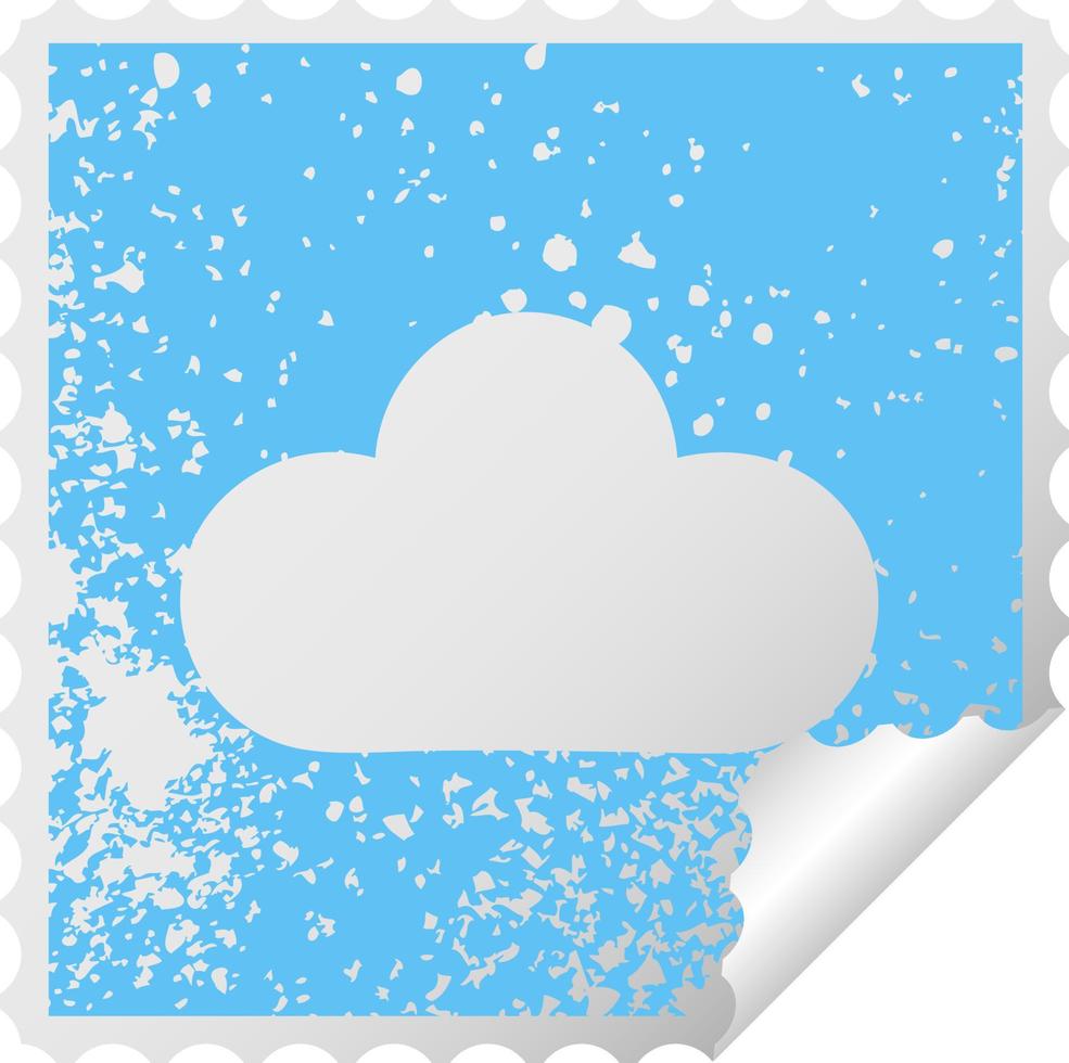 simbolo dell'adesivo quadrato sbucciato in difficoltà nuvola bianca vettore