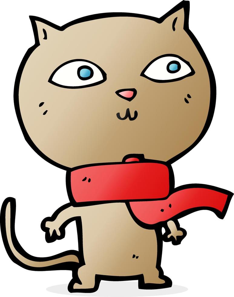 sciarpa da portare del gatto divertente del fumetto vettore