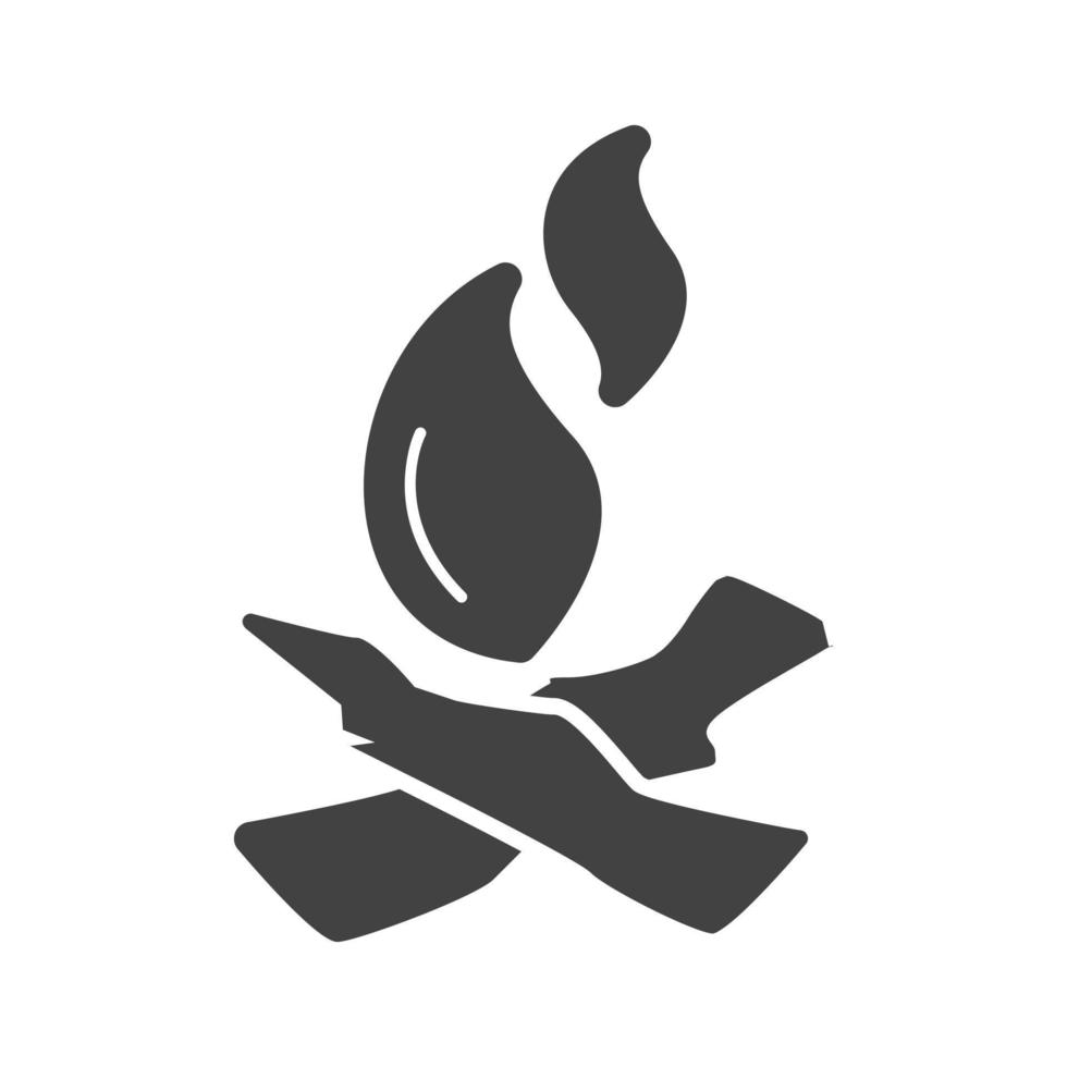 icona nera del glifo del fuoco da campo vettore