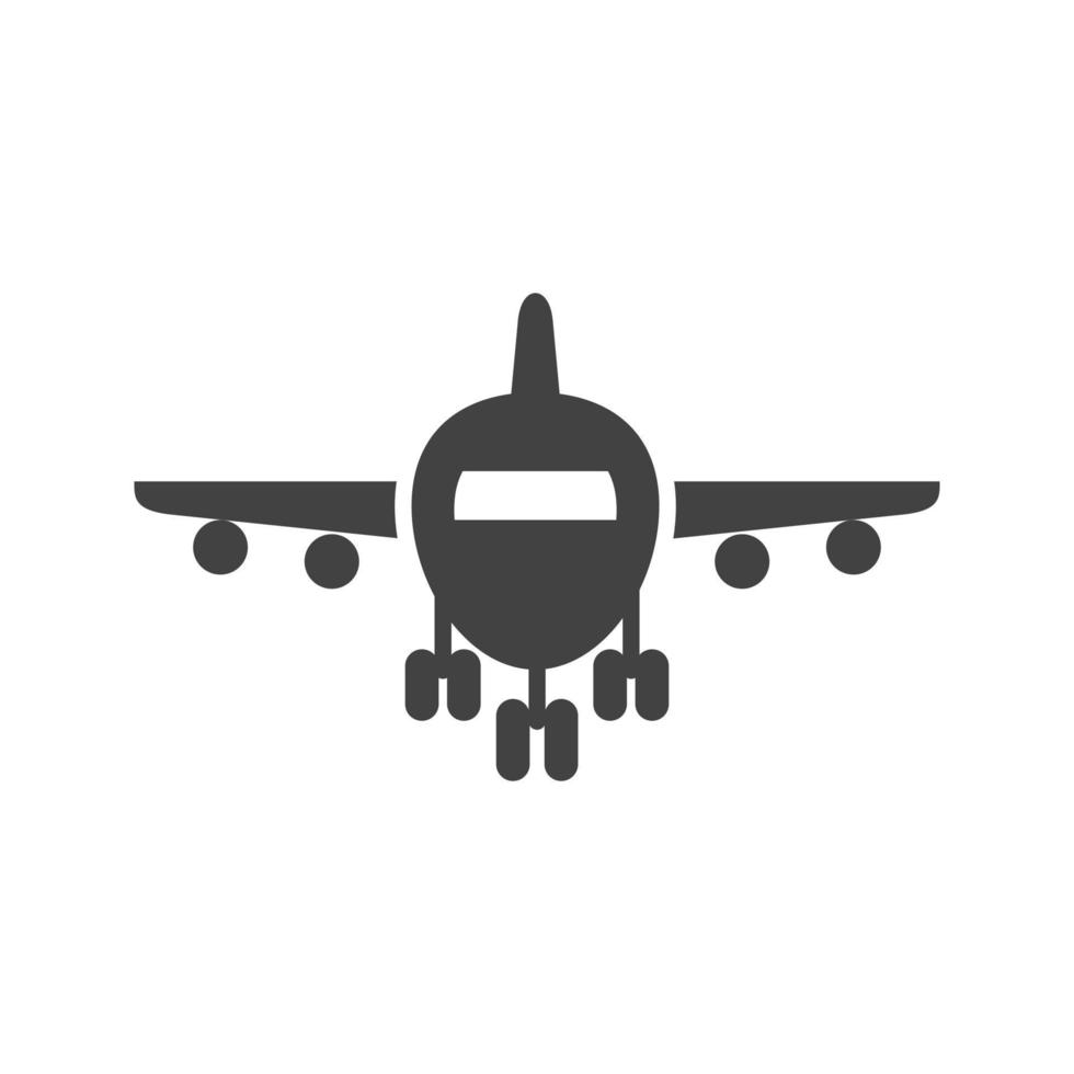 aereo sulla pista glifo icona nera vettore