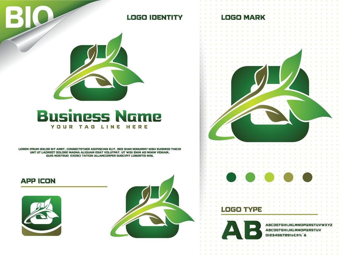 lettera iniziale o con vettore di design del logo foglia verde