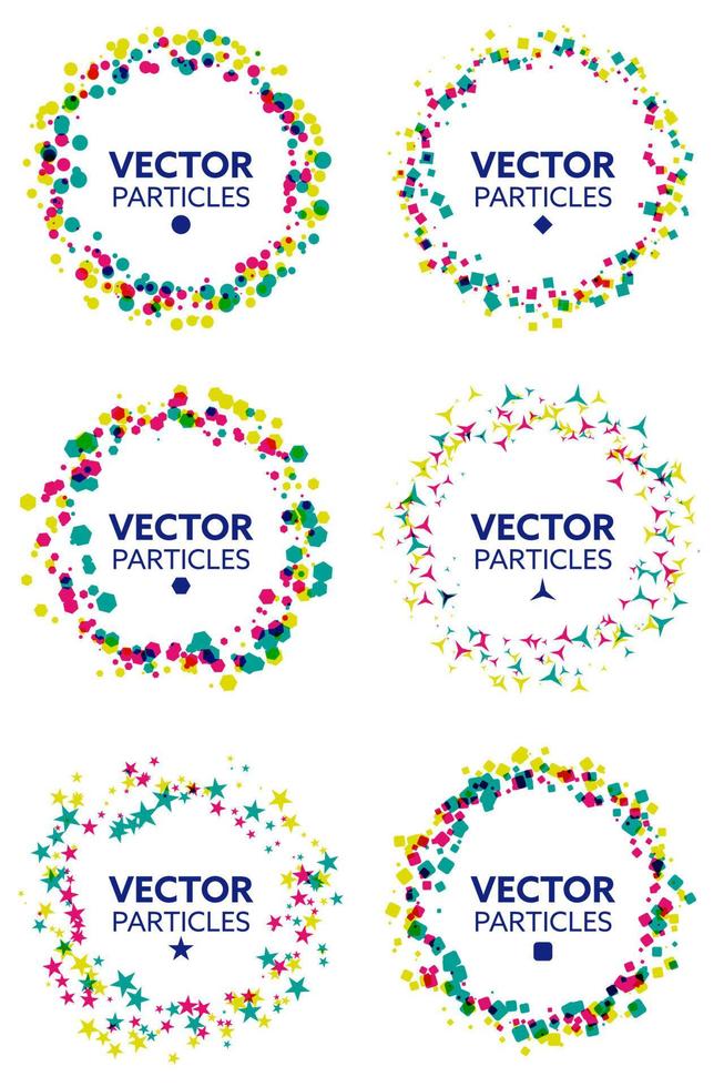 set di cerchi colorati formati da diverse forme geometriche. elementi di design astratti. illustrazione vettoriale. insieme creativo astratto di vettore. vettore