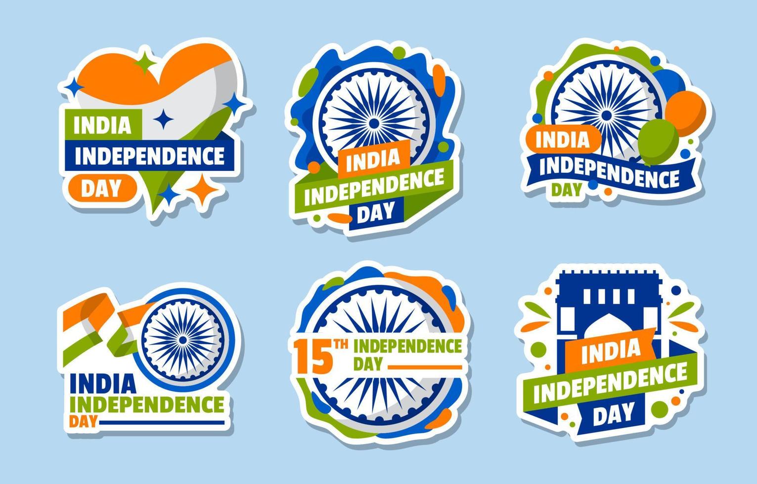 adesivo del giorno dell'indipendenza dell'india vettore