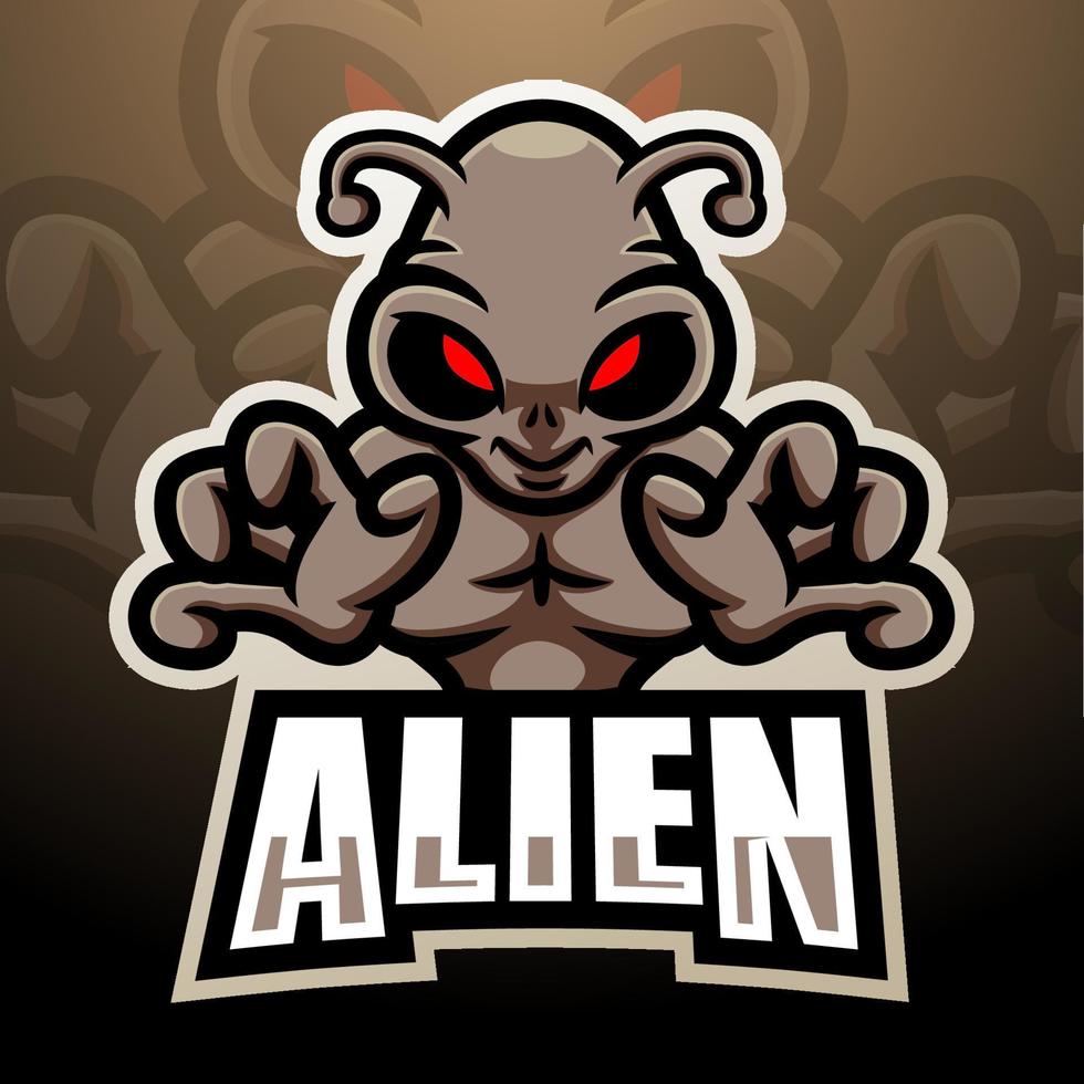 design del logo esport della mascotte aliena vettore