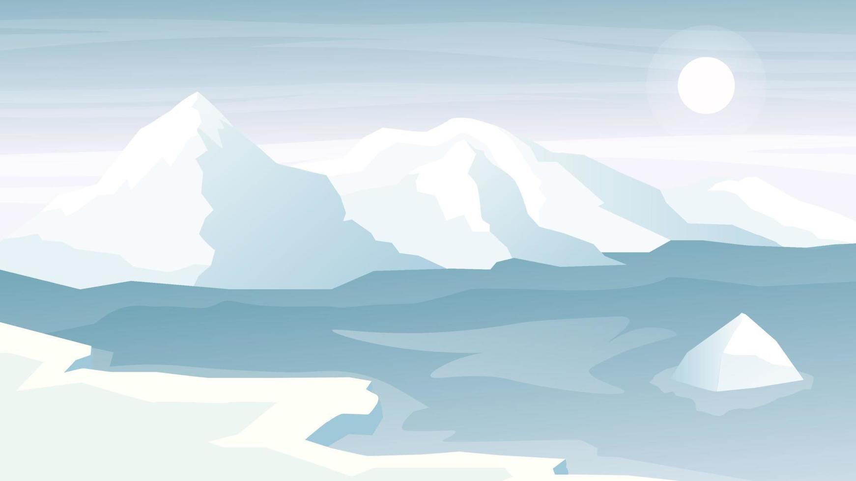 illustrazione di vettore del fondo del paesaggio della montagna dell'iceberg