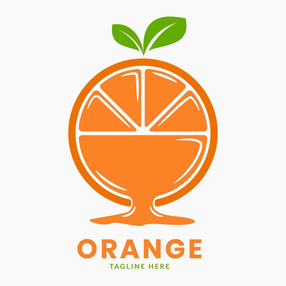 logo di frutta arancione o logo di succo d'arancia. modello di elemento icona frutta fresca vettore