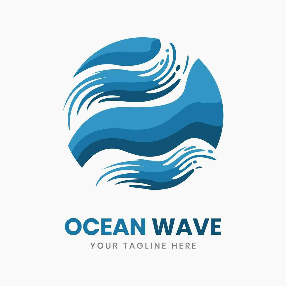 modello di logo di surf in acqua dell'onda dell'oceano vettore