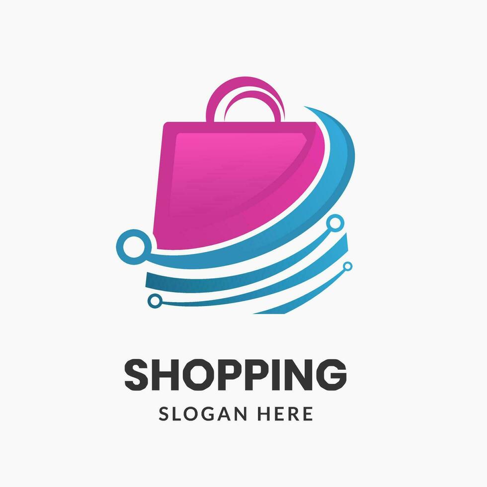 logo della borsa della spesa. icona del negozio. modello di simbolo del negozio online vettore