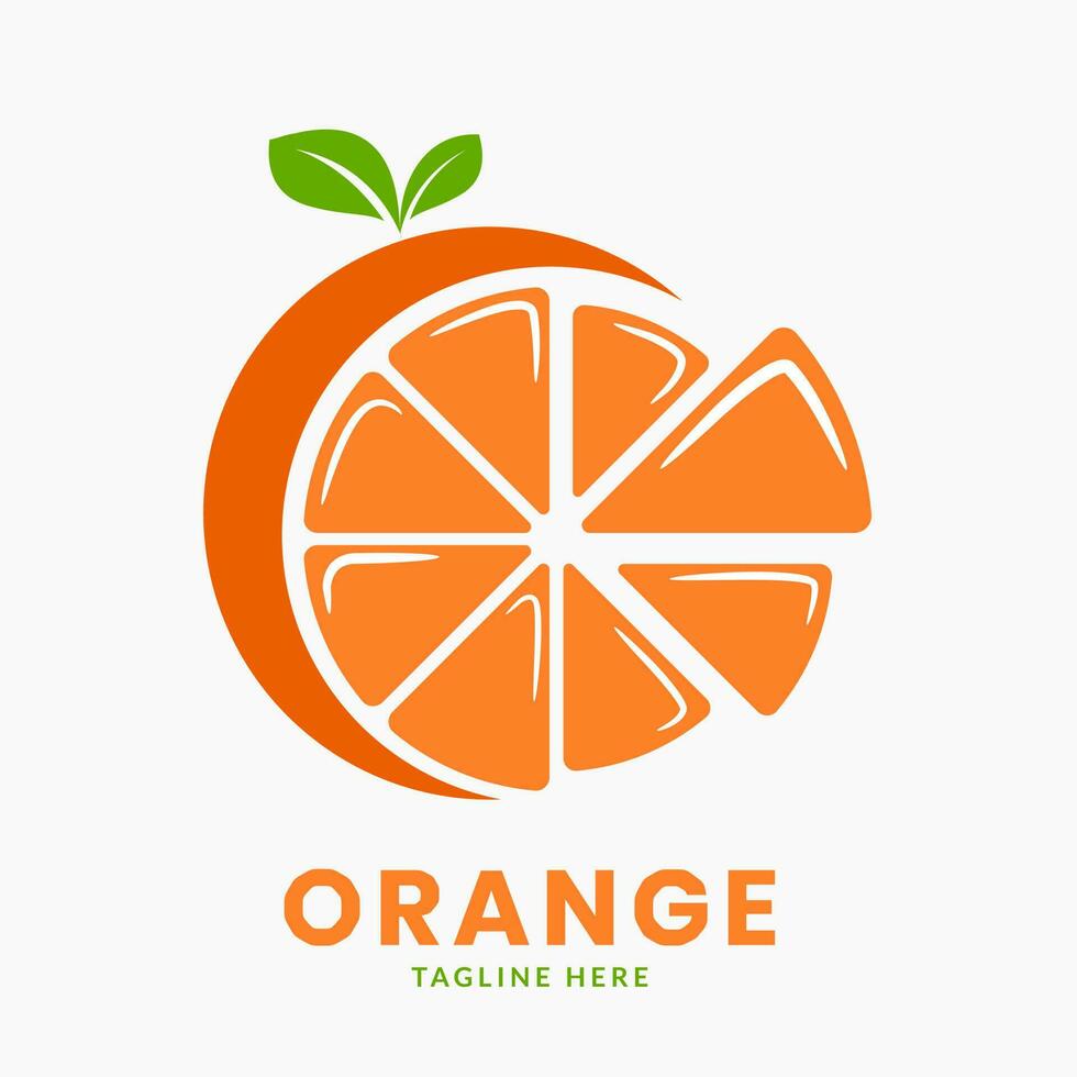 logo di frutta arancione o logo di succo d'arancia. modello di elemento icona frutta fresca vettore