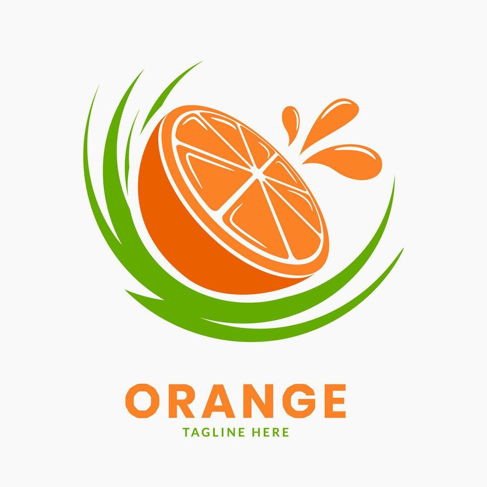 logo di frutta arancione o logo di succo d'arancia. modello di elemento icona frutta fresca vettore